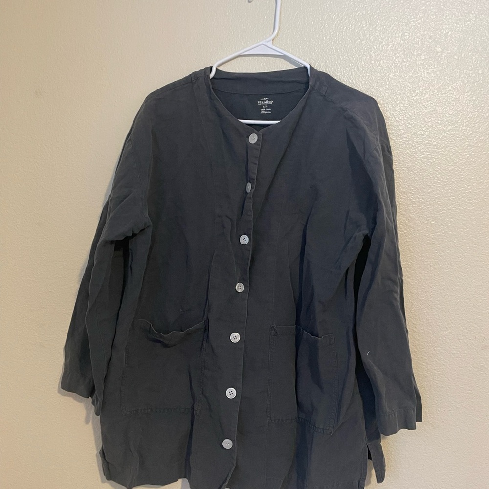 Women's Charcoal Button-Up Utility Jacket